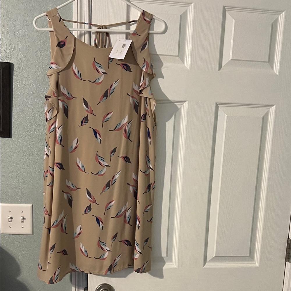 Millibon Tan Leaf Print Mini Dress